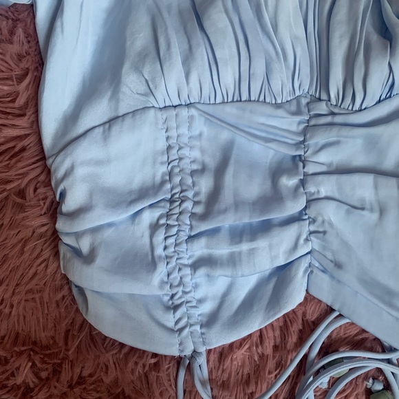 Ruched Puff Sleeve Crop Top - Picture 2 of 6